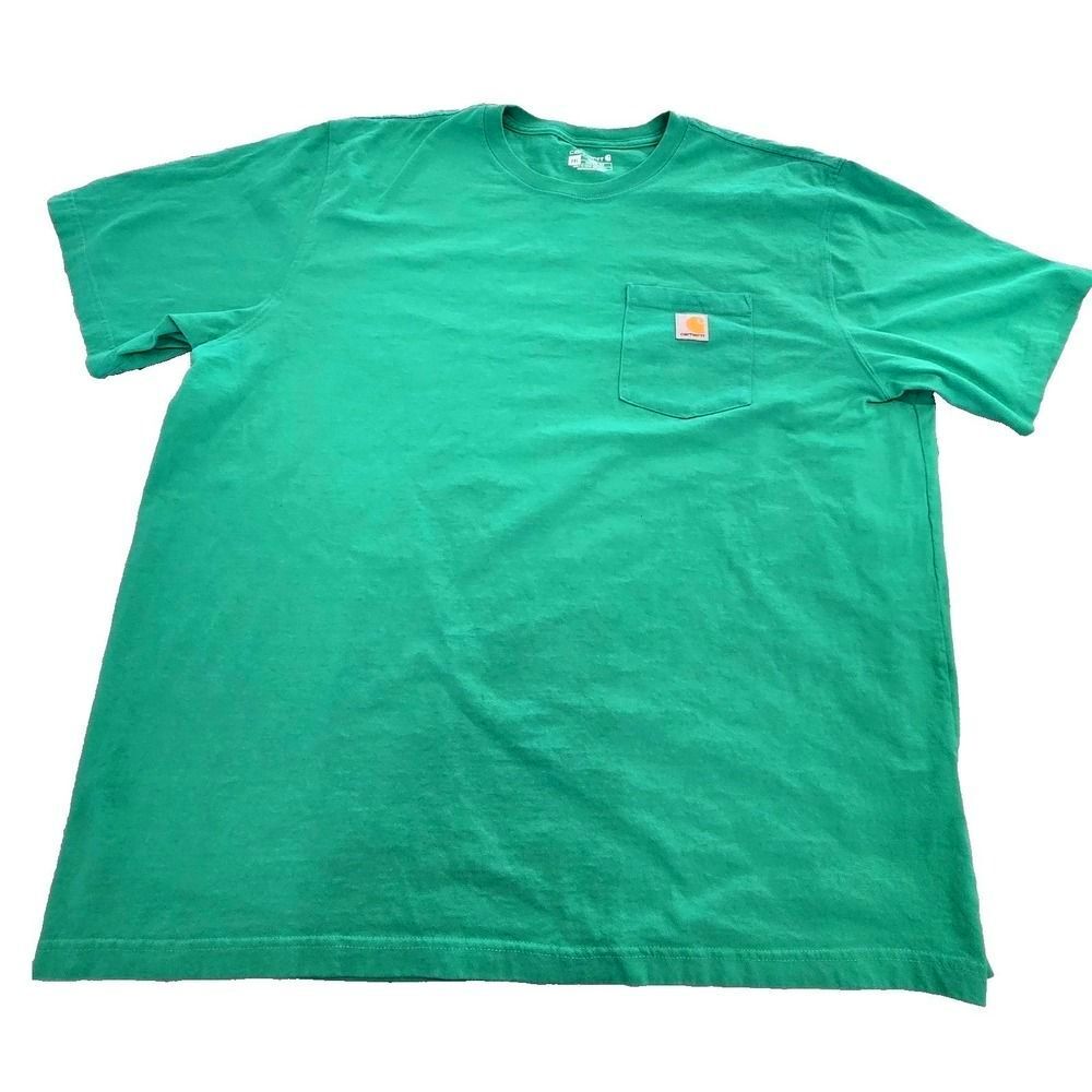 Carhartt Shirt Mens 2XL Loose Fit Short Sleeve K87 Pocket Tee Green Extra Large